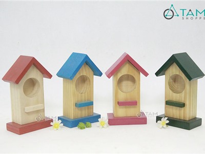 Nhà chim gỗ nhỏ trang trí 18cm